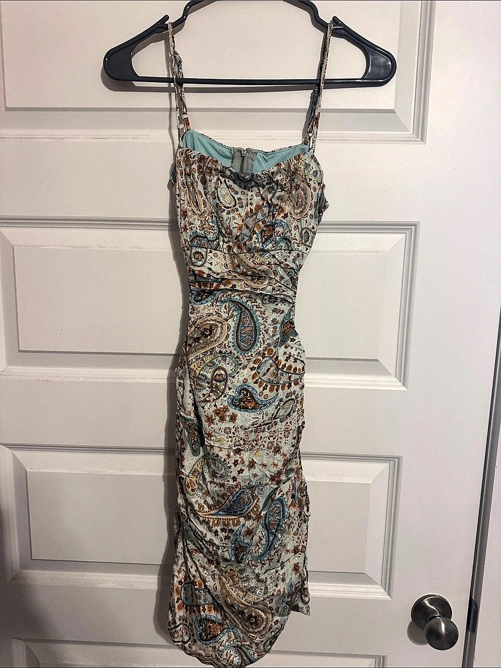 Seychelles Moon Paisley Midi Dress in Blue & Brown Size Medium